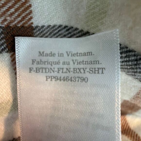 Everlane the Boxy Flannel Button Down Shirt Cream Brown Plaid M - Picture 8 of 8